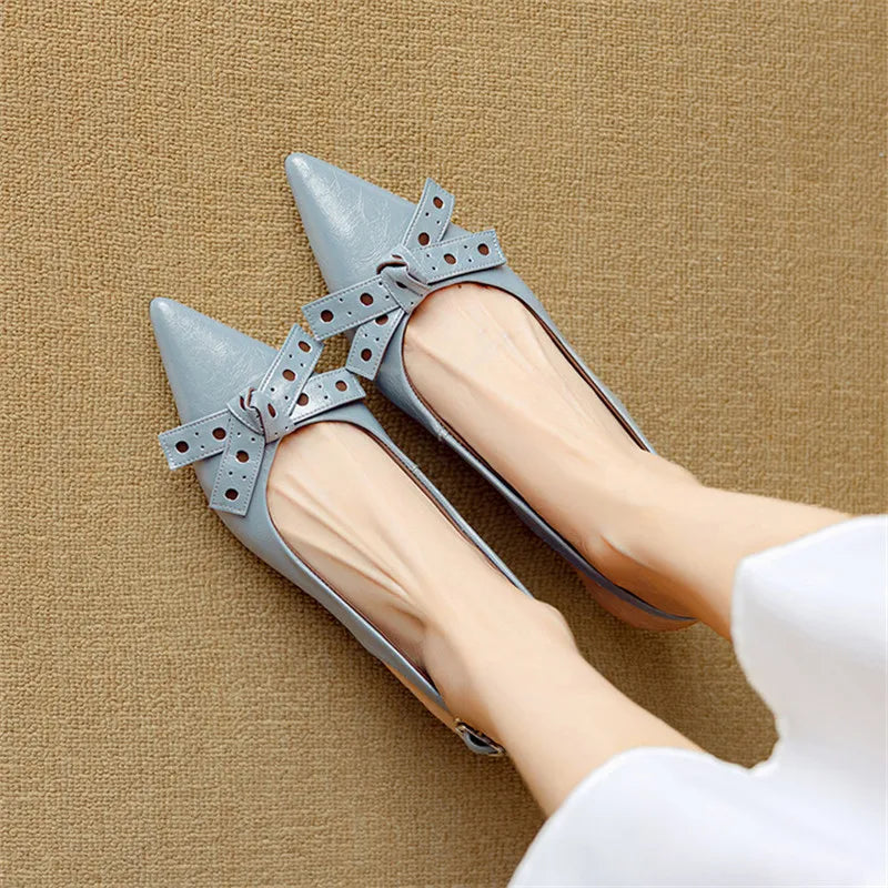 Tacchi Slingback Punta Terminata | Pelle Vera | Dettaglio Fiocco