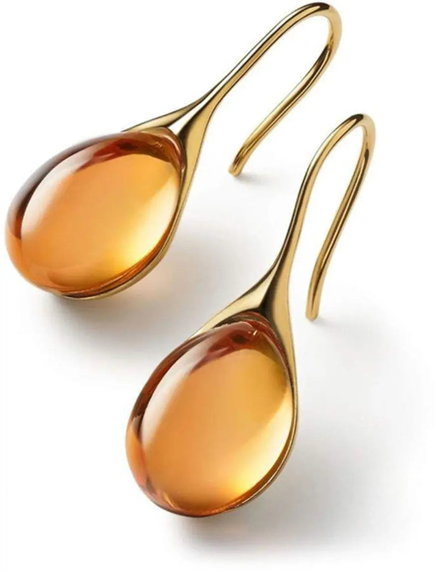 Orecchini Teardrop Cristallo Luminosa | Design Occhio di Gatto Oro