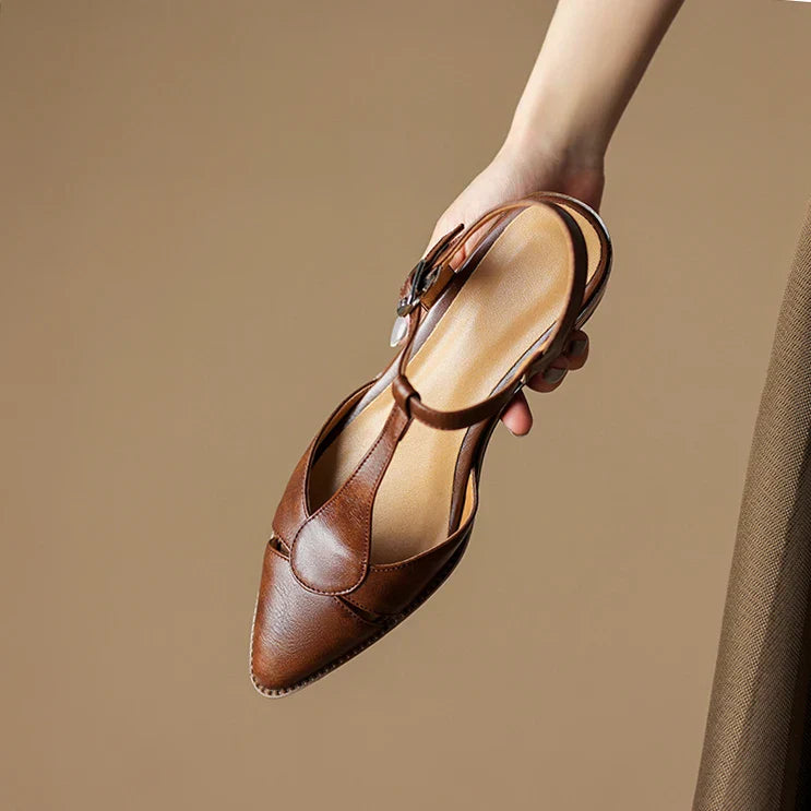 Tacchi Slingback in Pelle Serana | Punta a Punta | Fibbia