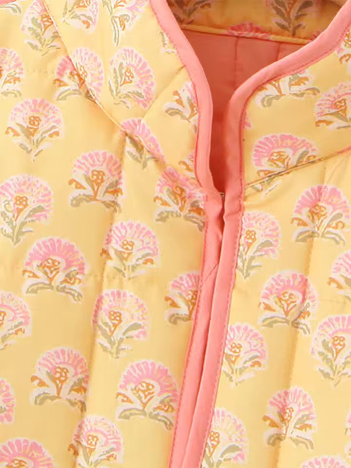 Giacca Quilted Floreale | Collo Alto | Fit Oversize