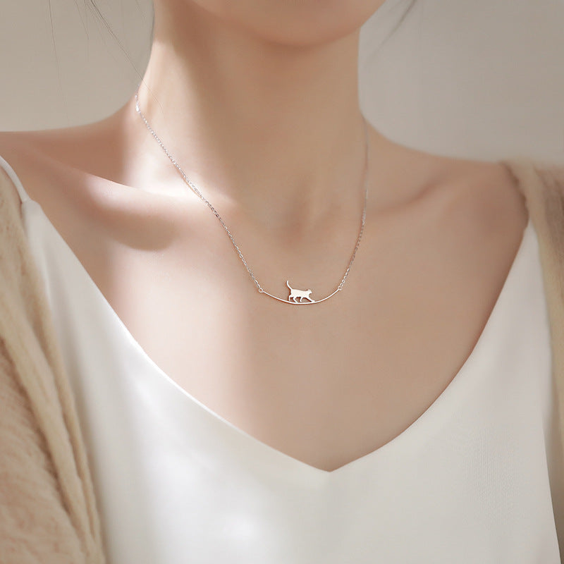 Collana pendente Cat Curve in argento