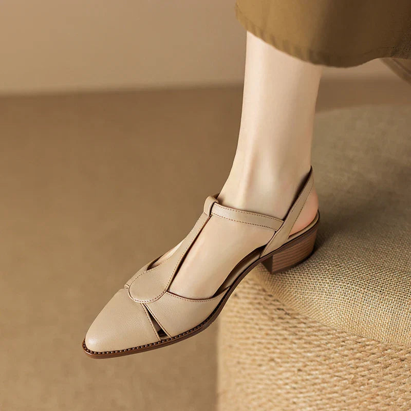 Tacchi Slingback in Pelle Serana | Punta a Punta | Fibbia