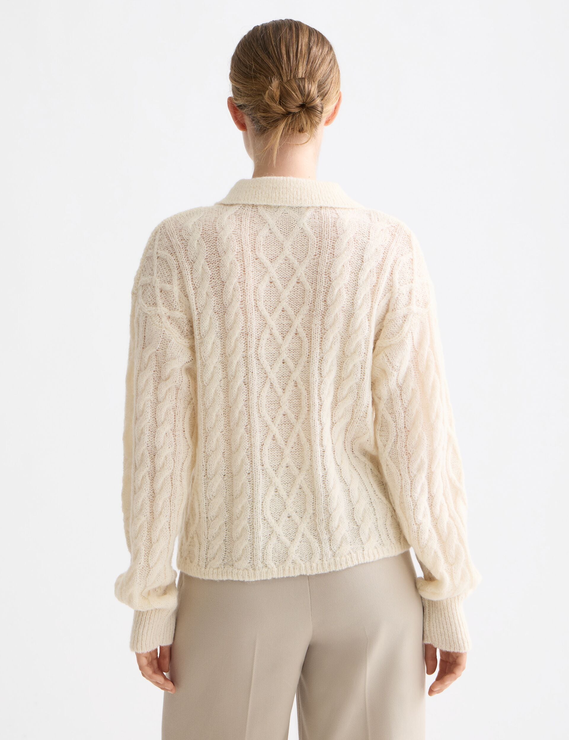 Maglione Maestria in Maglia Cablaggio | Mohair e Lana | Collo Polo