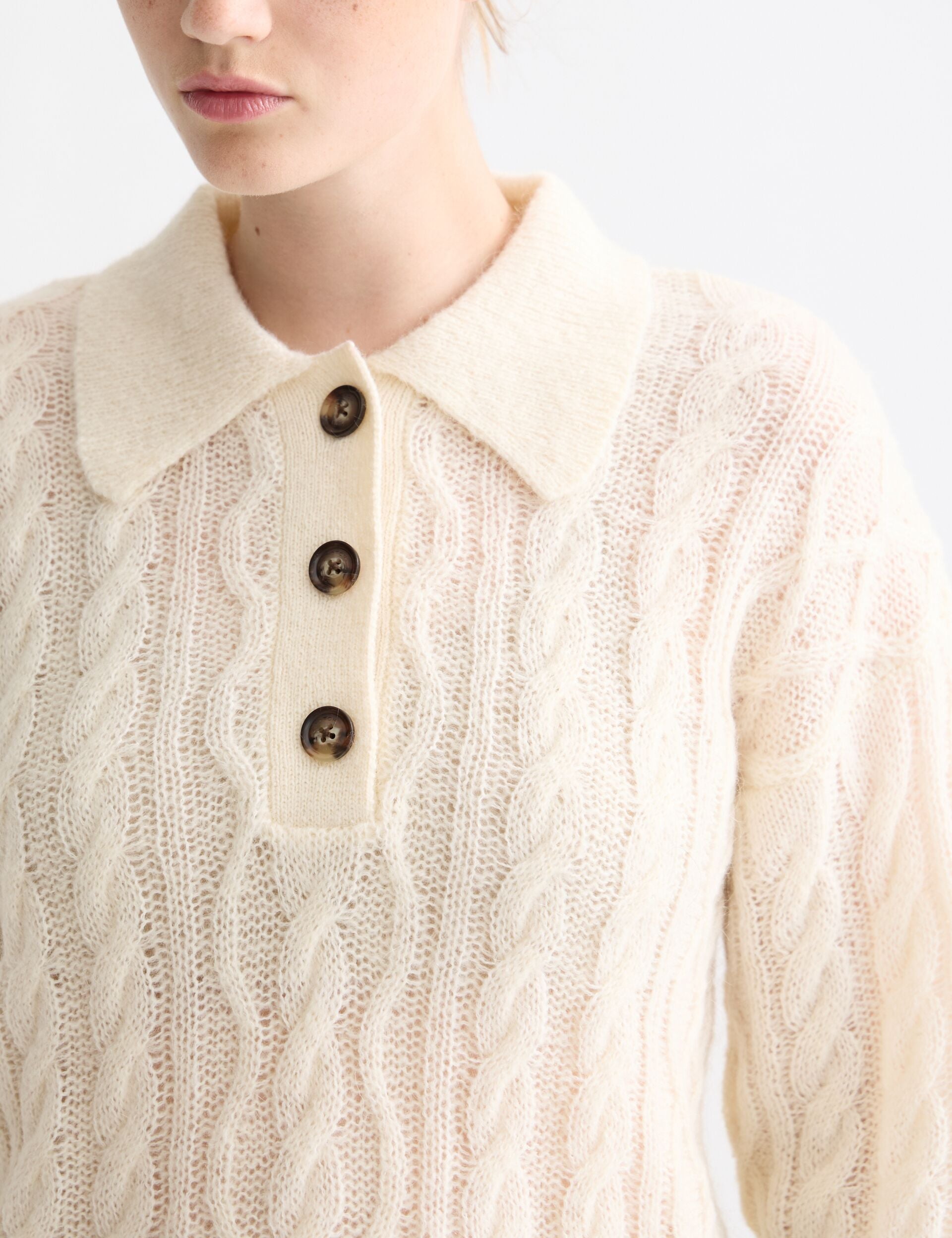 Maglione Maestria in Maglia Cablaggio | Mohair e Lana | Collo Polo