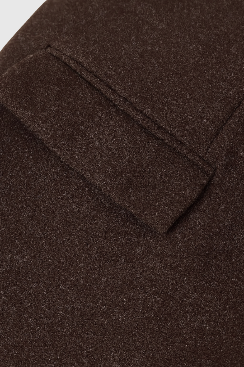 Cappotto Lungo Effetto Lana | Bottoni Singoli, Tasche a Falda, Ventilazione Posteriore