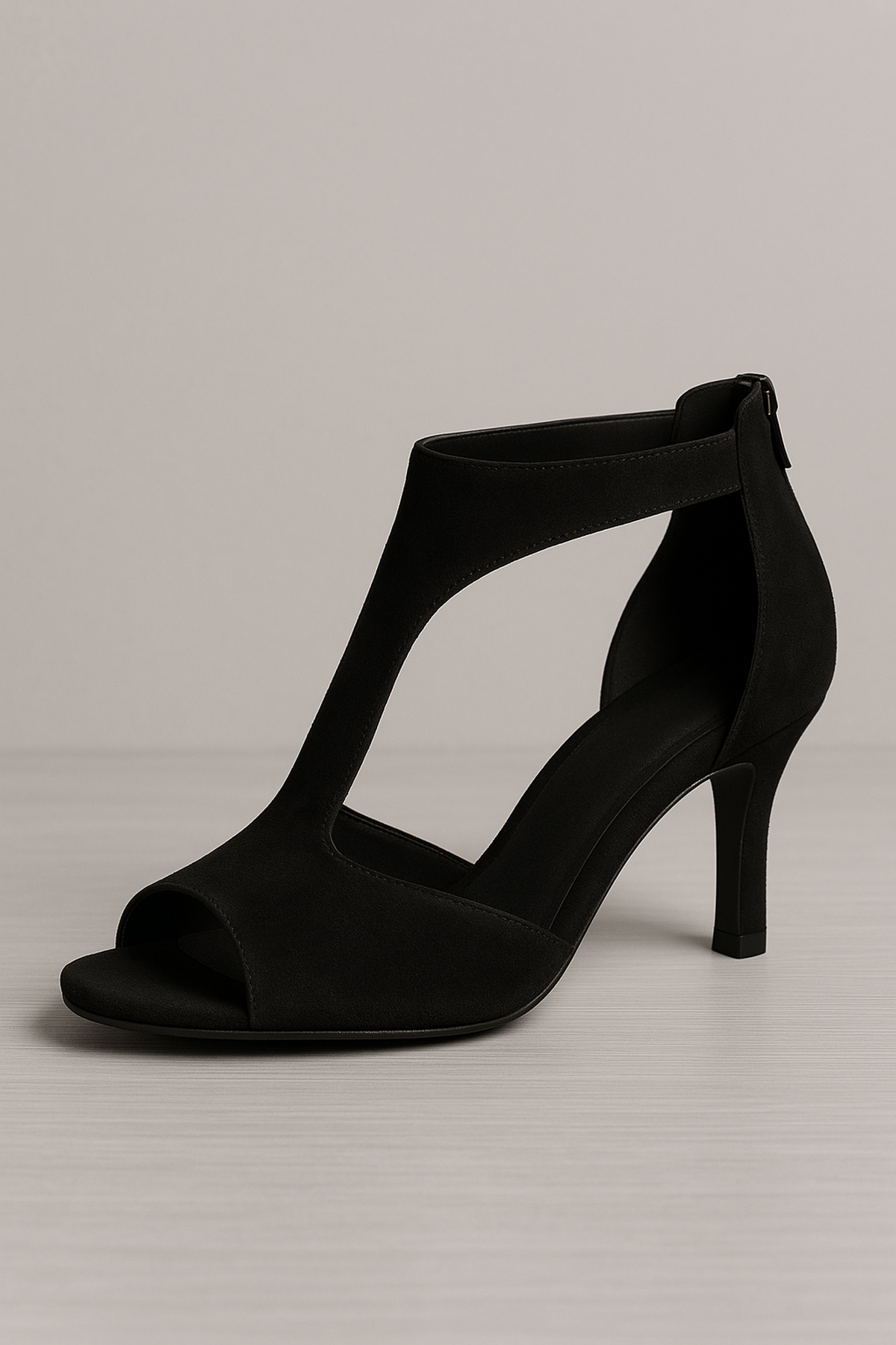 Sandali Peep Toe in Suede | Tacco Medio | Zip Posteriore