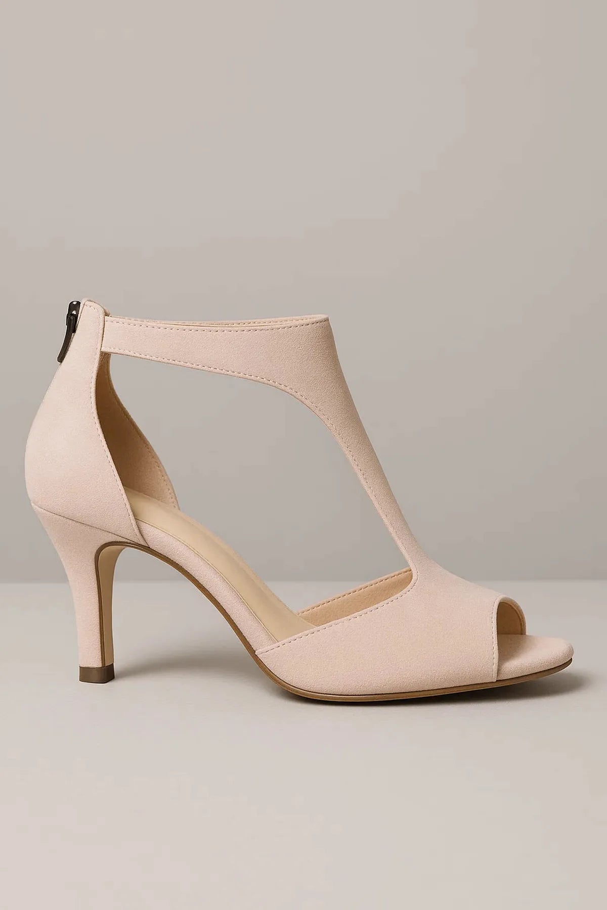 Sandali Peep Toe in Suede | Tacco Medio | Zip Posteriore