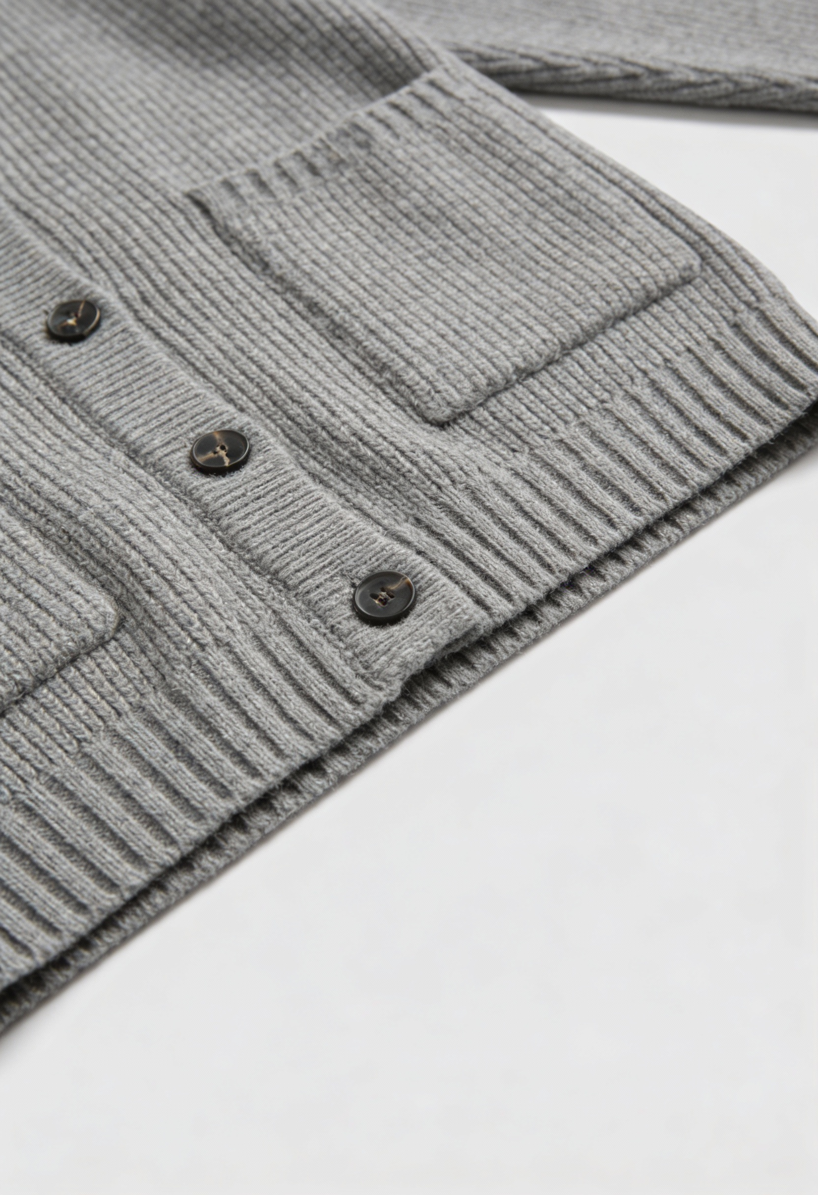 Cardigan Rib Knit Oversized V-Neck | Tasche Applicate | Longline