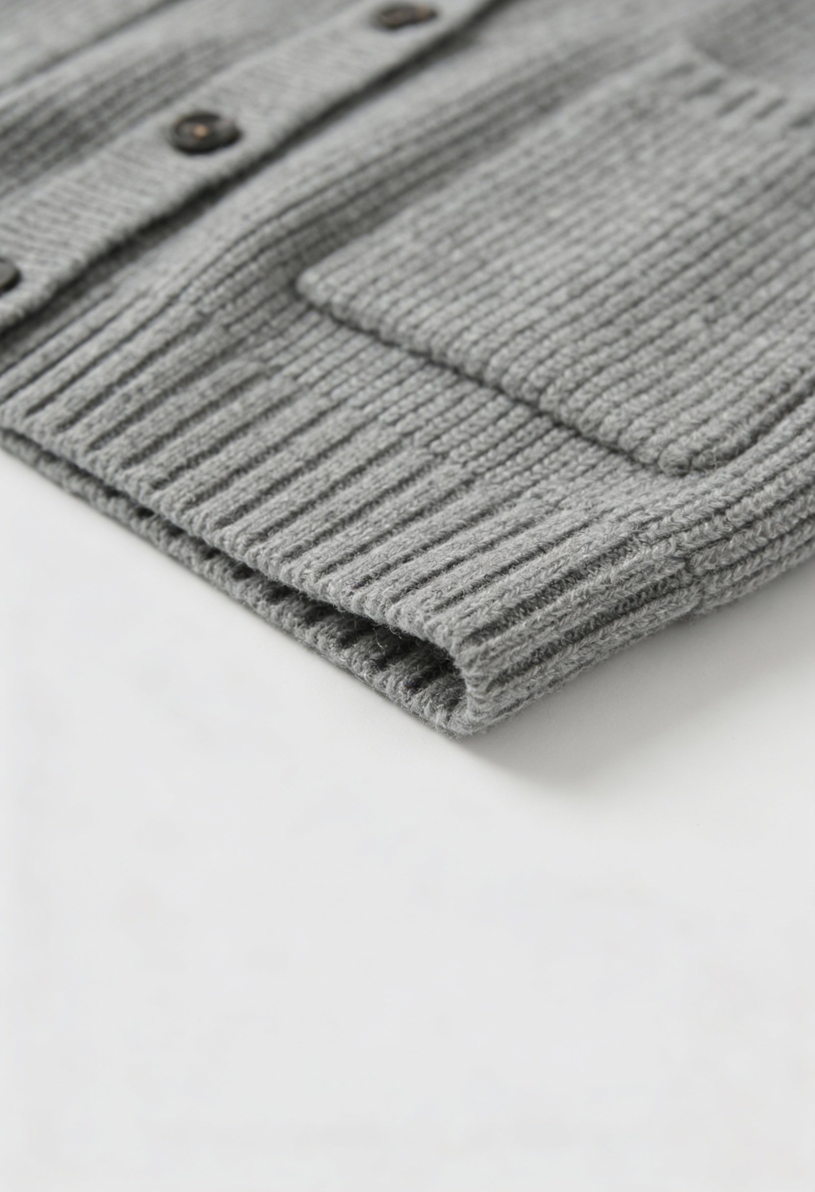 Cardigan Rib Knit Oversized V-Neck | Tasche Applicate | Longline