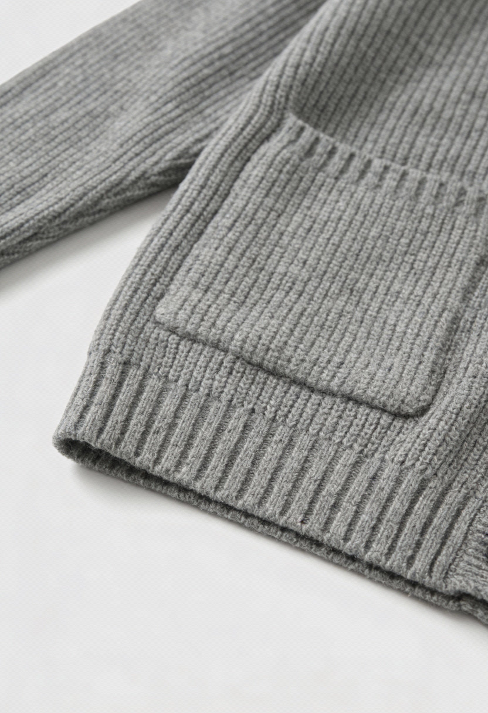Cardigan Rib Knit Oversized V-Neck | Tasche Applicate | Longline