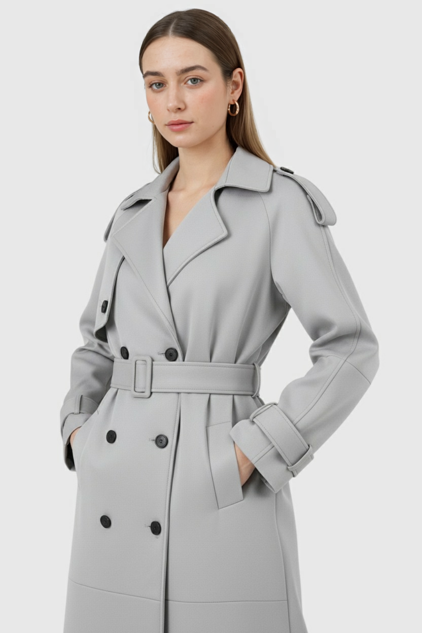 Trench Coat Lungo Doppio Petto | Cintura Larga