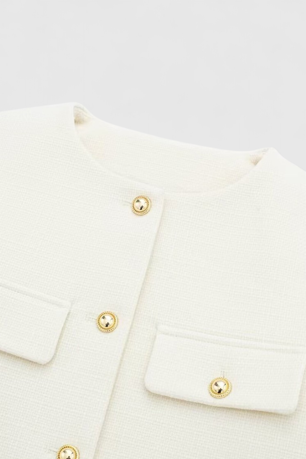 Giacca con Bottoni Oro | Collo Tondo, Design Quattro Tasche