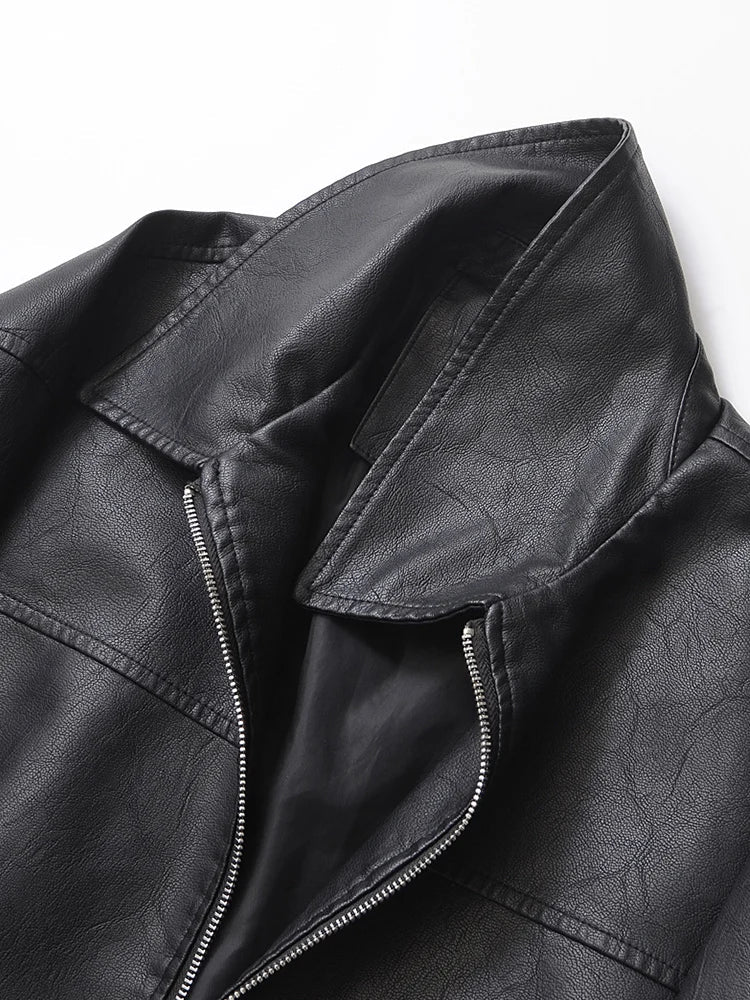 Giacca in Pelle Sintetica con Zip | Fit Comodo Corta
