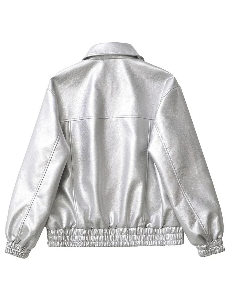 Giacca in Pelle Sintetica con Zip | Fit Comodo Corta