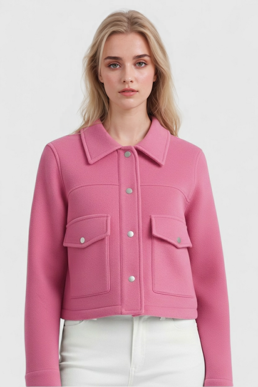 Giacca Cropped | Collo Quadrato, Dettaglio Tasche, Maniche Lunghe