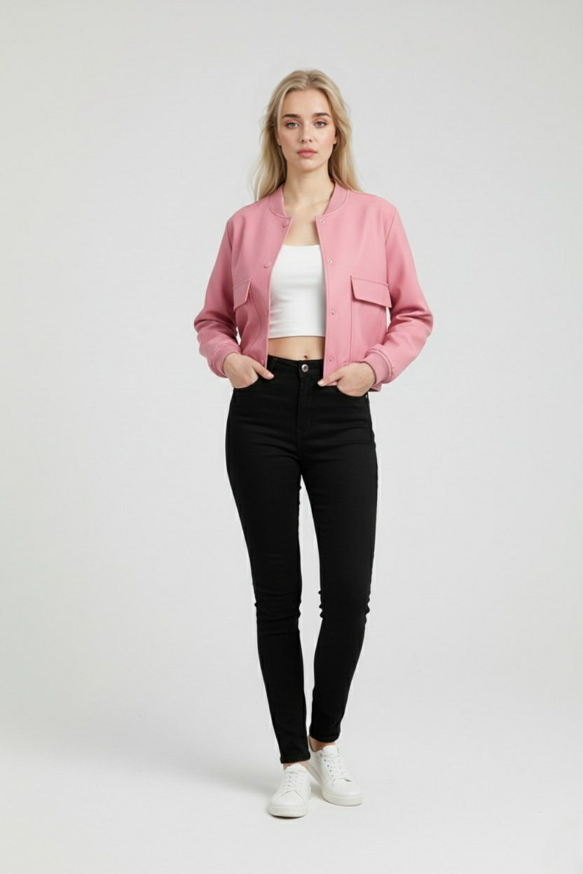 Giacca Bomber Con Tasche Frontali | Silhouette Cropped