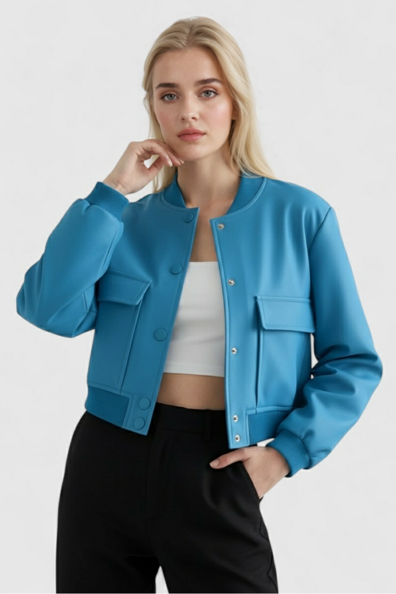 Bomber Giacca Essenza | Collo O Ribbed, Bottoni Fronte, Silhouette Relaxed