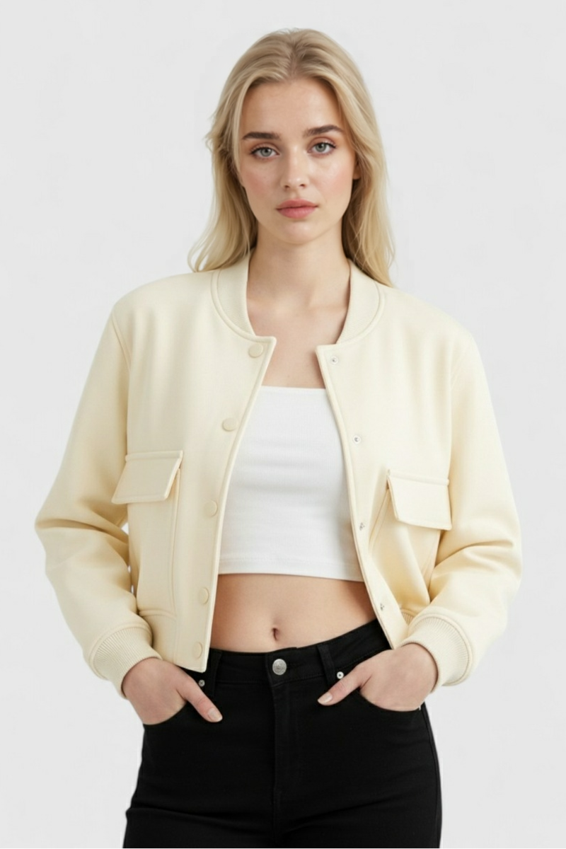 Bomber Jacket Essenza | Collo O Ribbed Button Front Relaxed