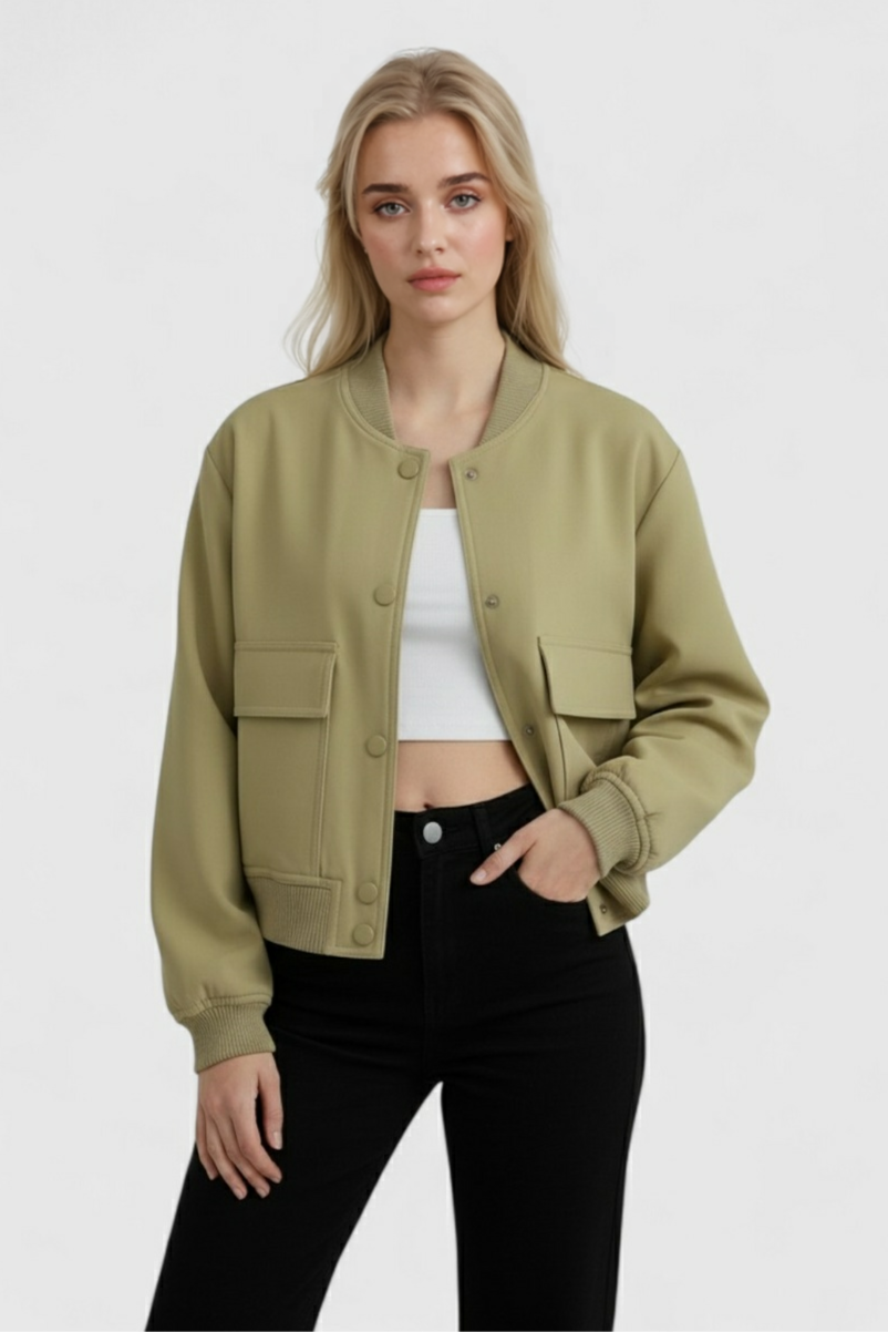 Giacca Bomber Con Tasche Frontali | Silhouette Cropped