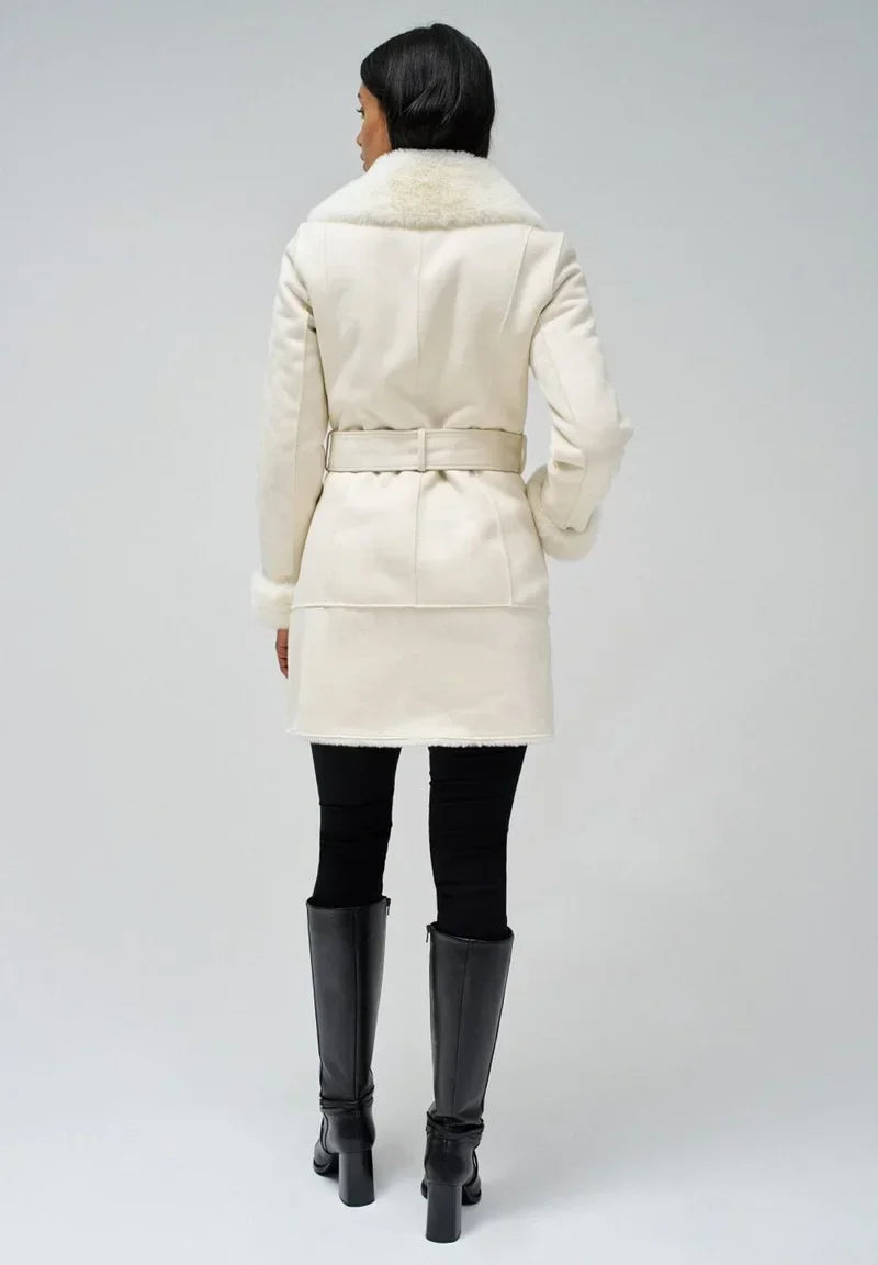 Cappotto Faux Shearling | Collo Ribattuto | Chiusura Laterale Zip