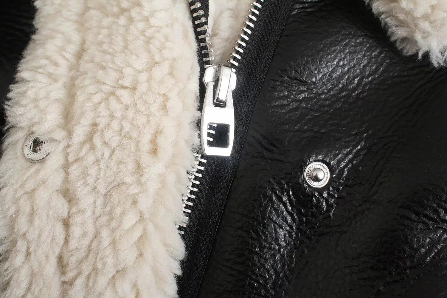 Giacca Aviatore Faux Shearling | Vestibilità Corta | Collo a Contrasto