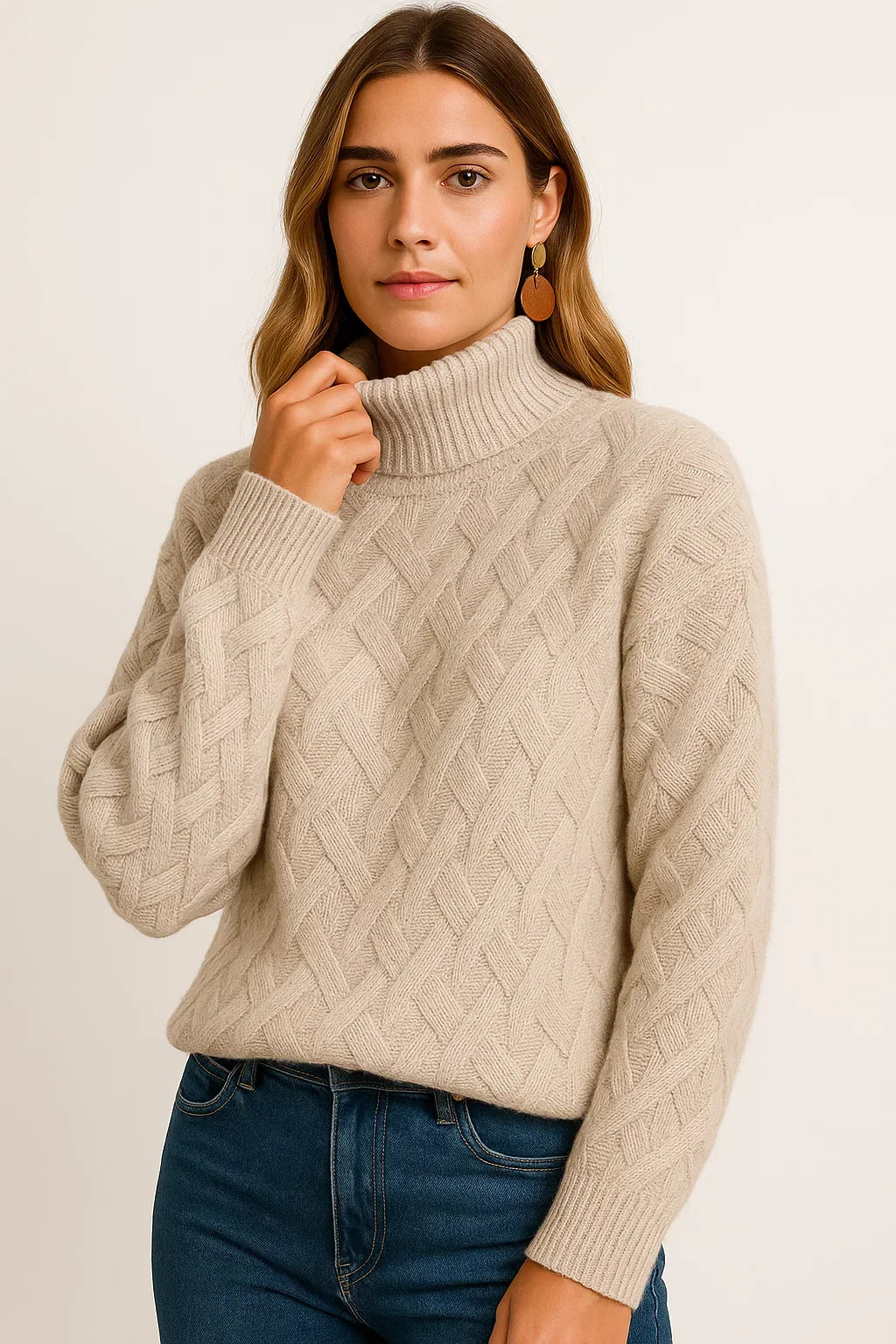 Maglia Collo Alto in Misto Lana | Design Tessuto Strutturato