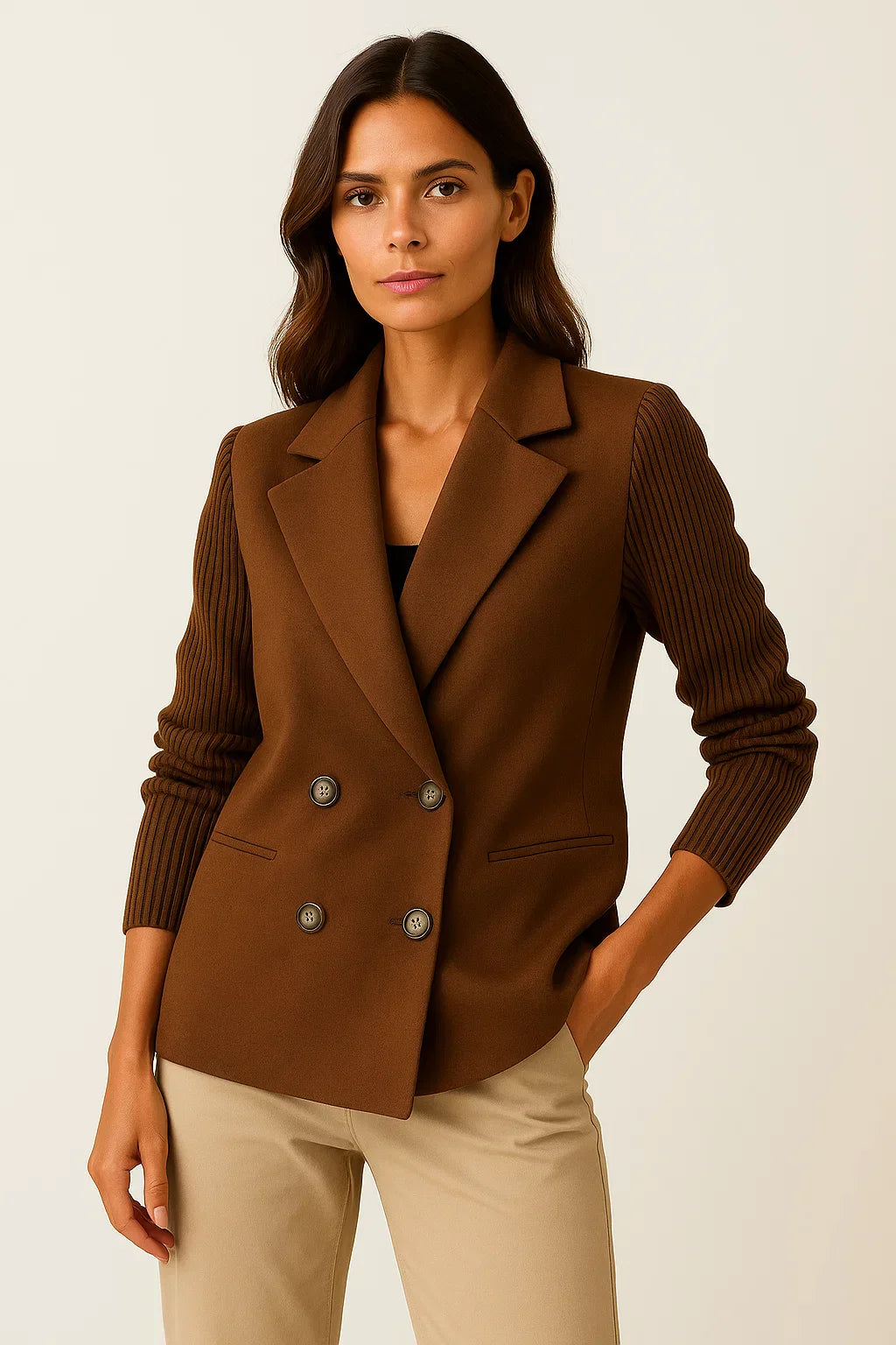 Blazer Maestria | Doppio Petto Misto Lana con Maniche a Maglia