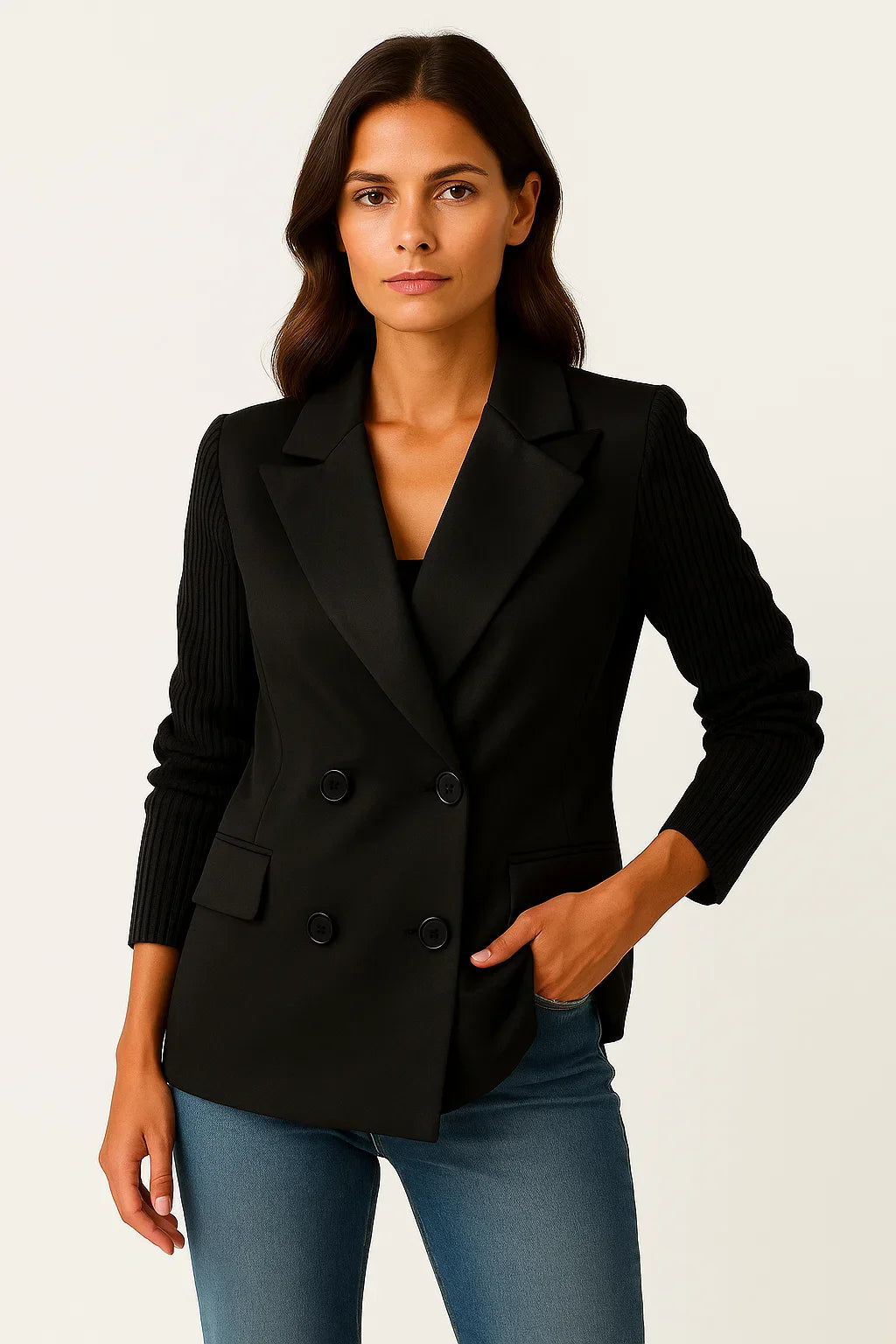 Blazer Maestria | Doppio Petto Misto Lana con Maniche a Maglia
