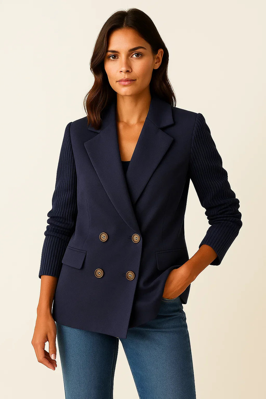 Blazer Maestria | Doppio Petto Misto Lana con Maniche a Maglia