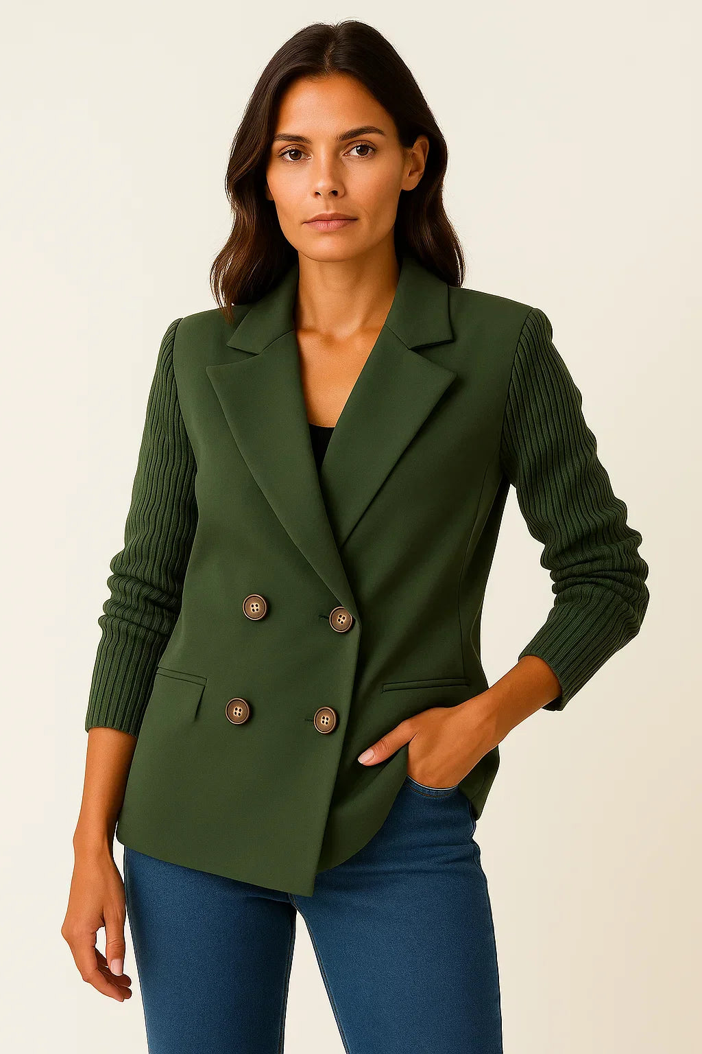 Blazer Maestria | Doppio Petto Misto Lana con Maniche a Maglia