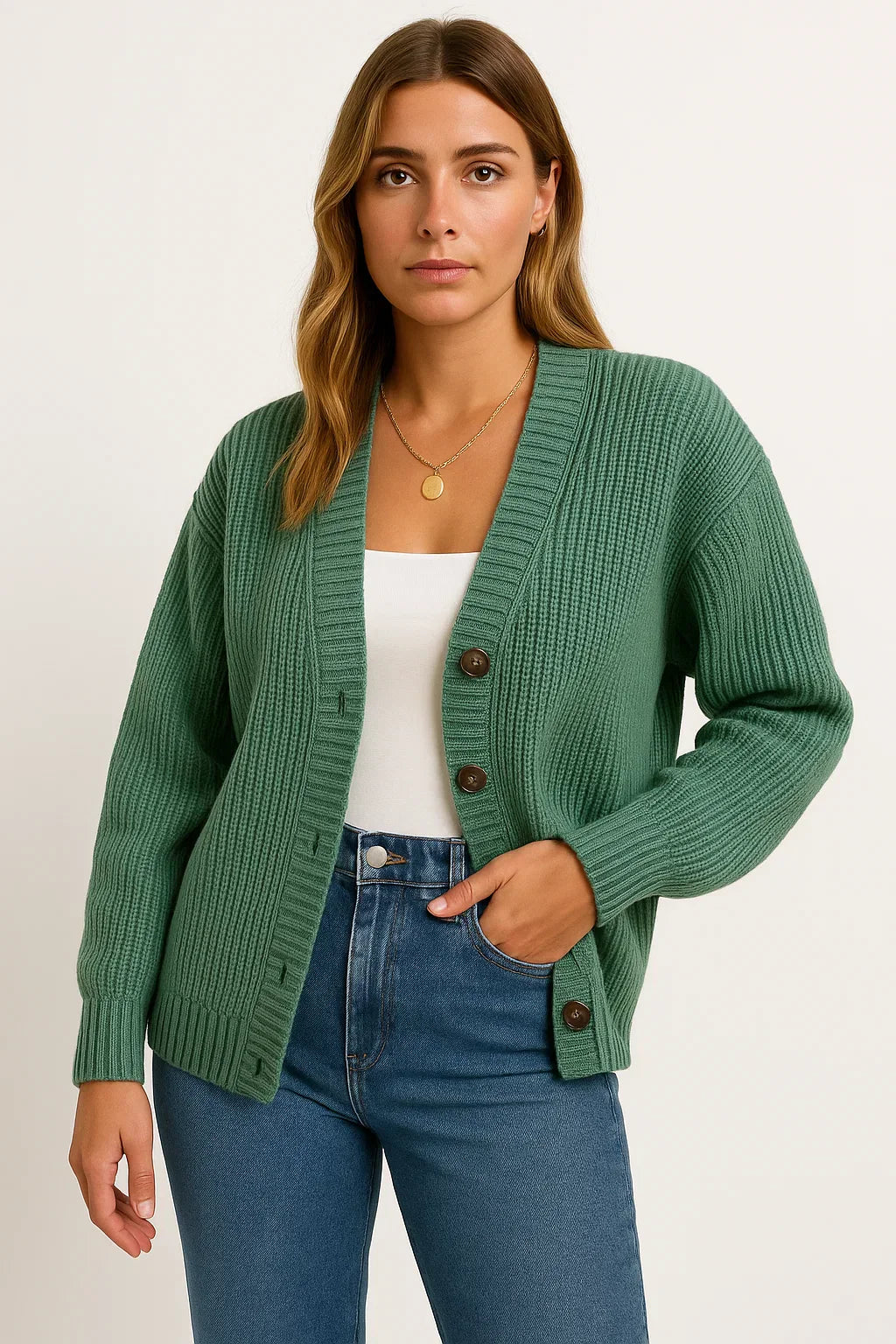 Cardigan Essenza Knit | Design con Bottoni e Scollo a V
