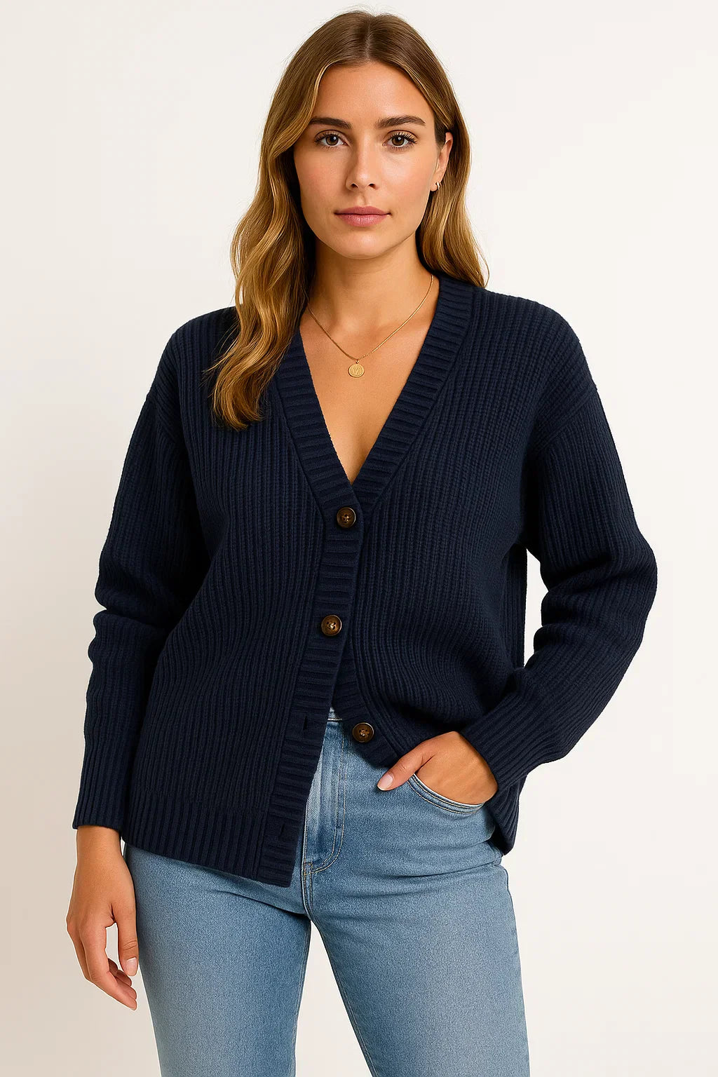 Cardigan Essenza Knit | Design con Bottoni e Scollo a V