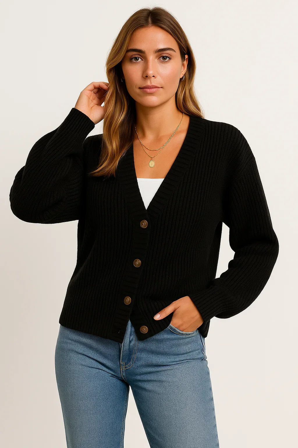 Cardigan Essenza Knit | Design con Bottoni e Scollo a V