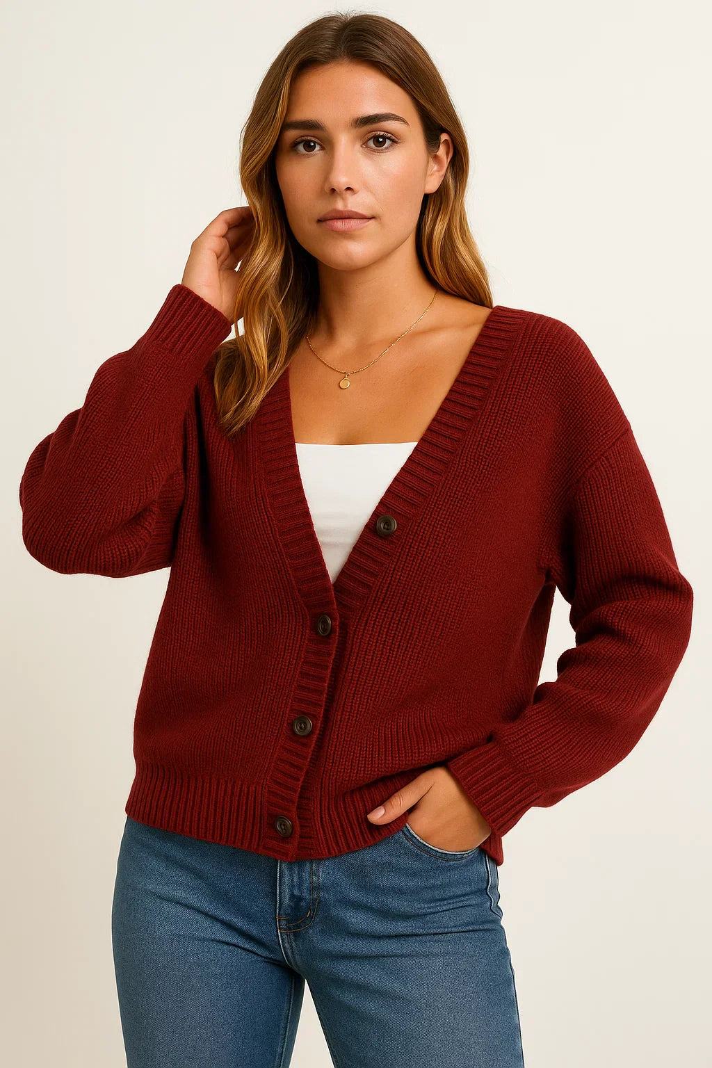 Cardigan Essenza Knit | Design con Bottoni e Scollo a V