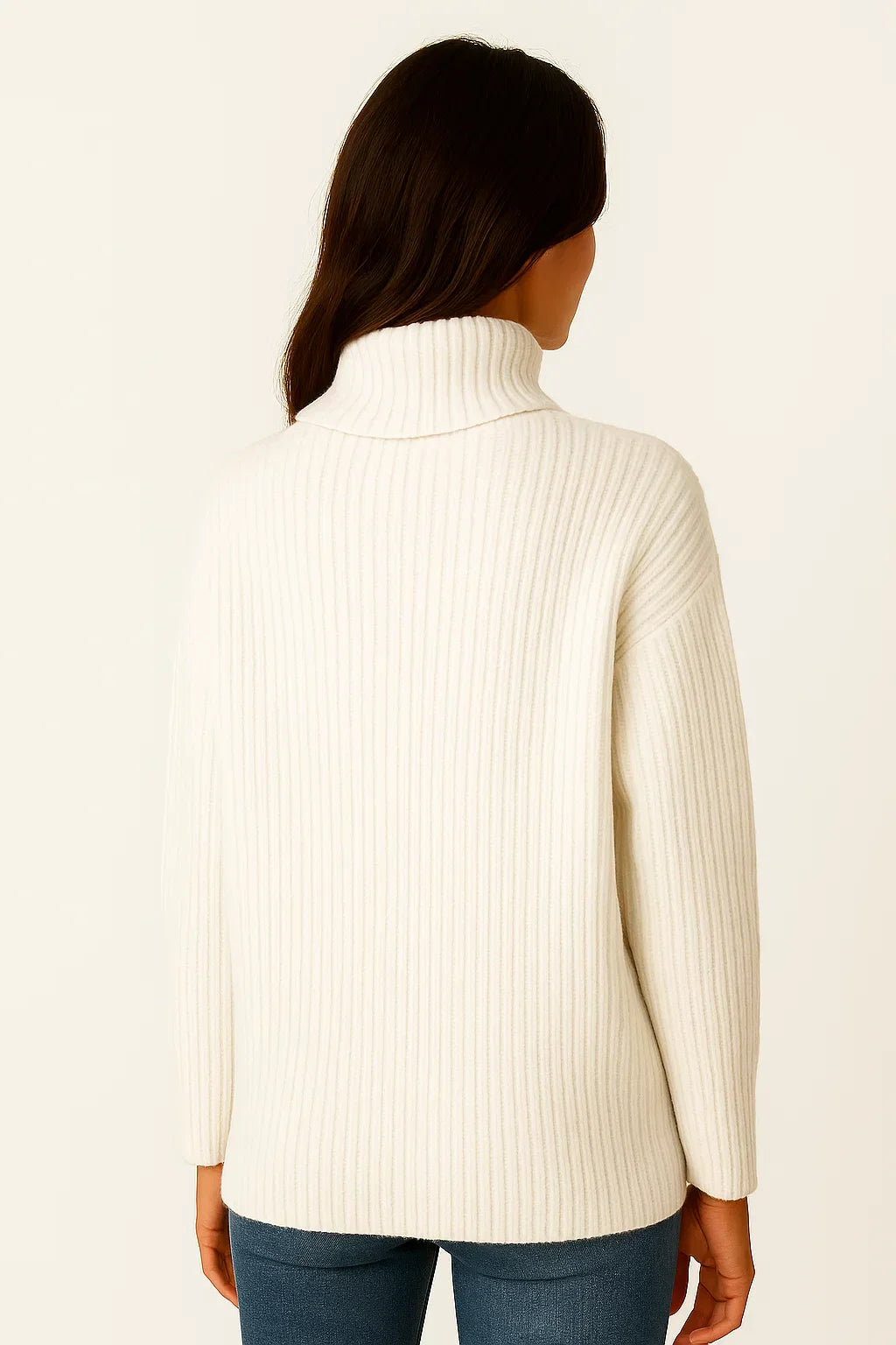 Maglione Collo Alto Rigato | Dettaglio Bottoni | Fit Comodo