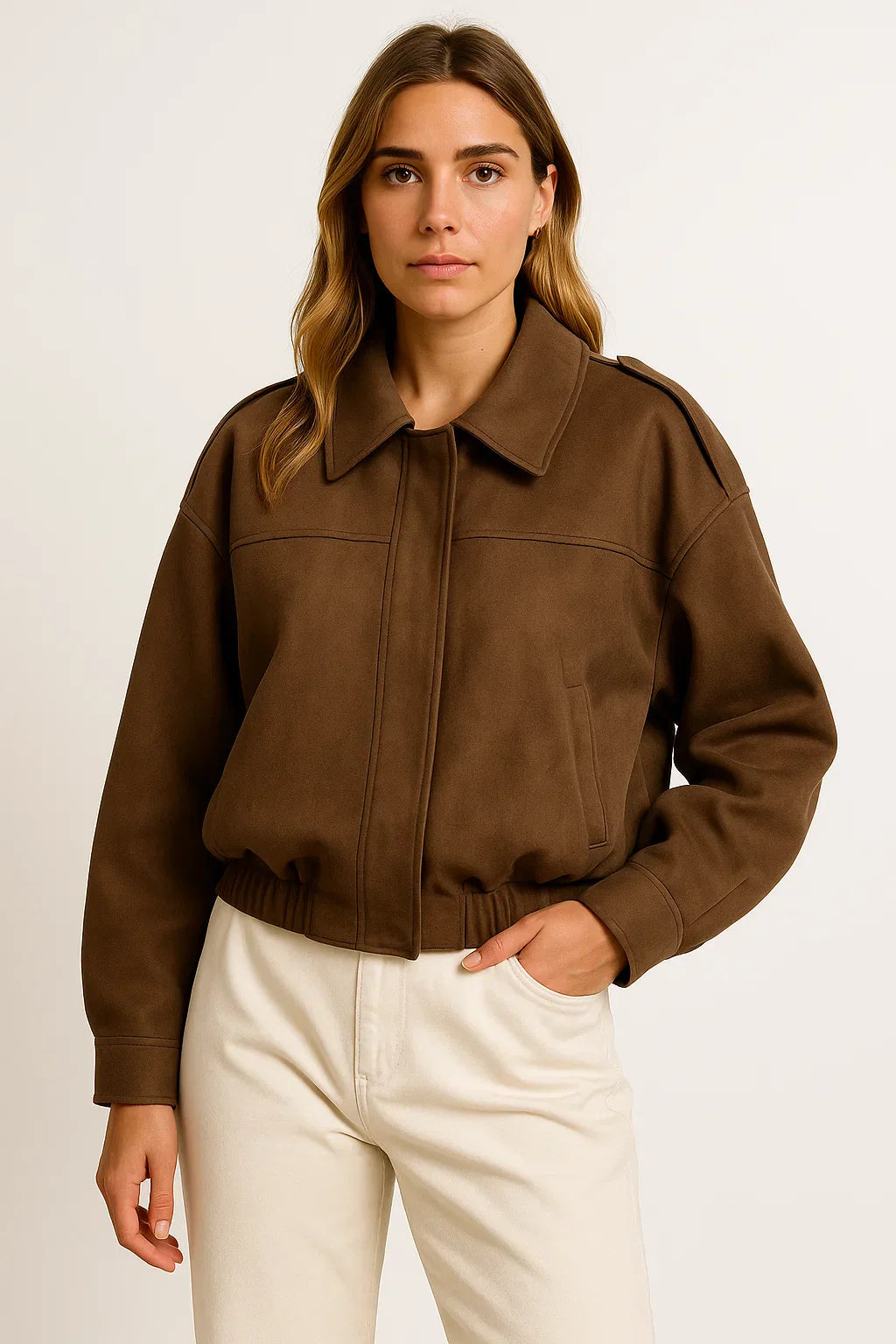 Giacca Bomber Faux Suede Maestria | Fit Comodo | Chiusura Zip