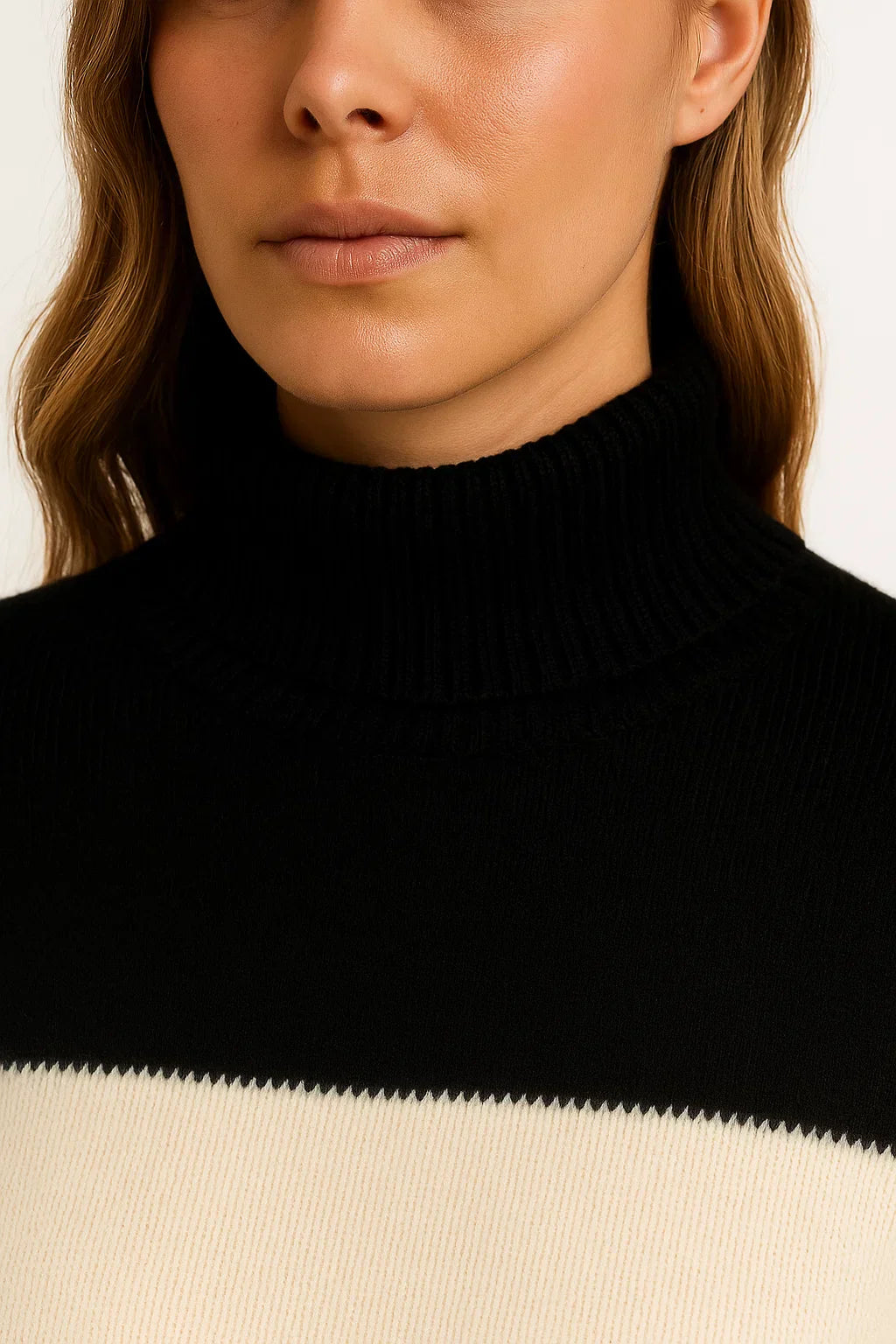 Maglione Striato Misto Lana | Collo Alto | Fit Comodo