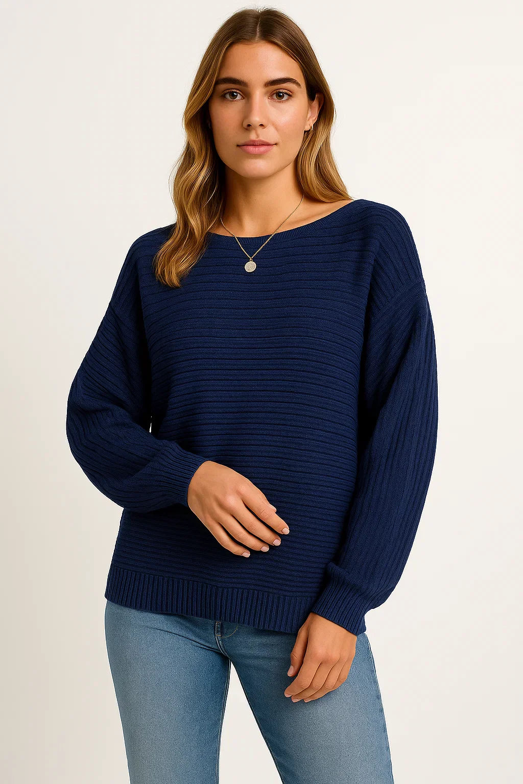 Maglione Donna in Maglia Testurizzata | Fit Ampio | Misto Cotone