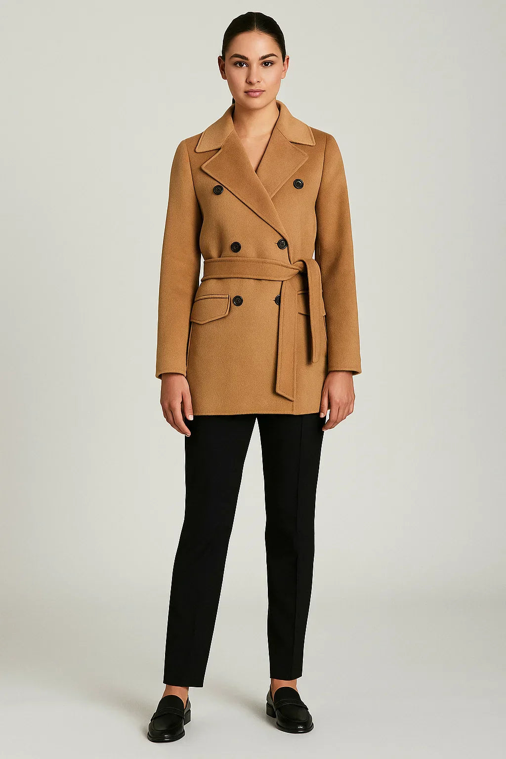 Cappotto Trench in Cotone Beltato | Doppio Petto | Lunghezza Corta