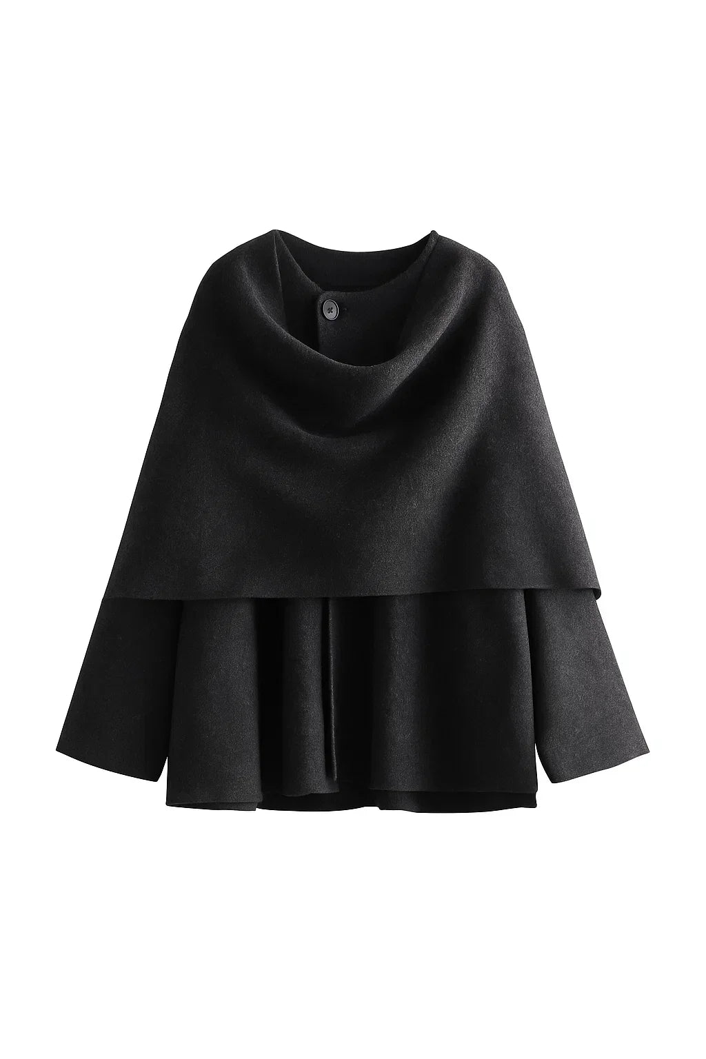 Cappotto Asimmetrico in Lana | Design con Collo Sciarpa