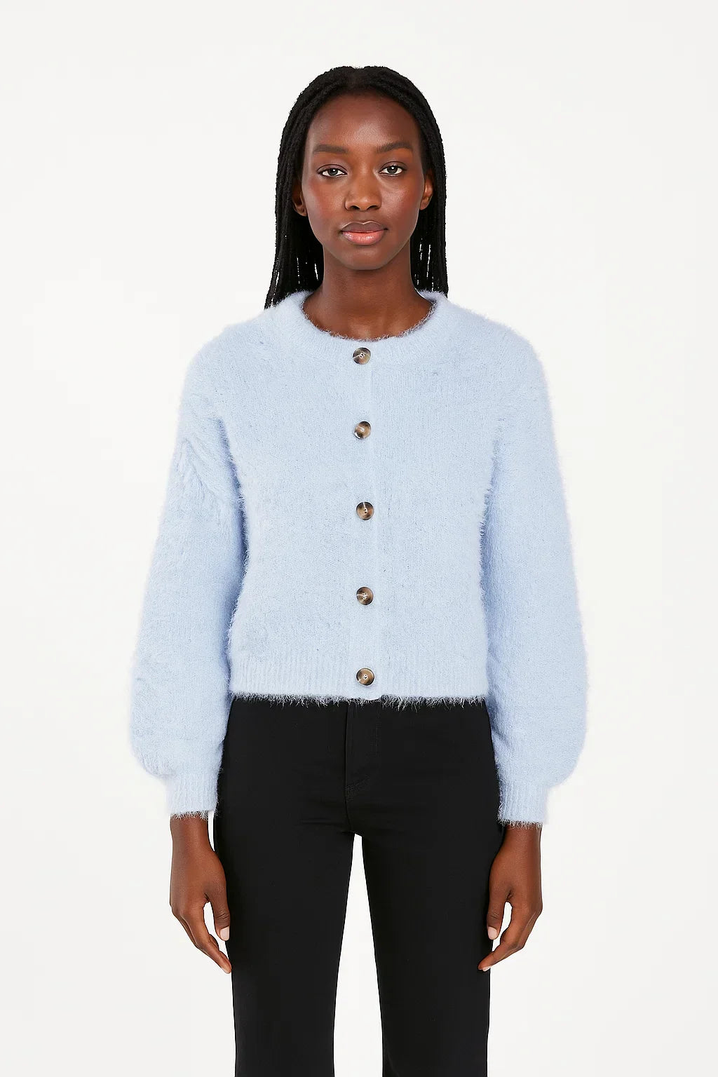 Cardigan Bouclé | Bottoni Frontali | Tessuto Morbido | Taglio Corto
