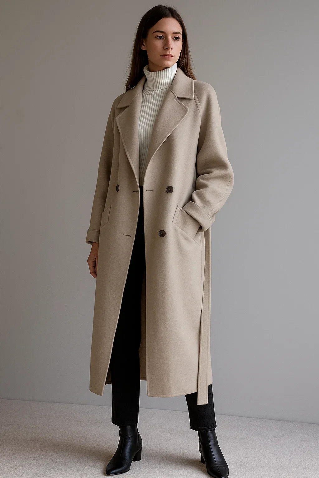 Cappotto Lungo in Misto Lana | Taglio Oversized | Design Invernale con Cintura