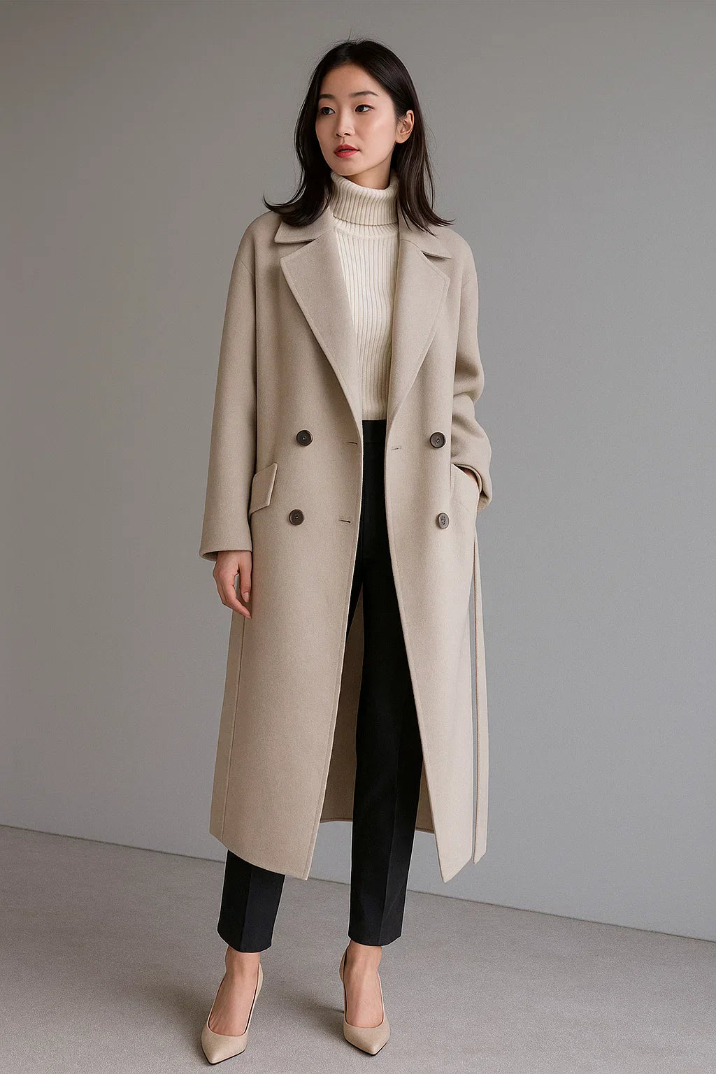 Cappotto Lungo in Misto Lana | Taglio Oversized | Design Invernale con Cintura
