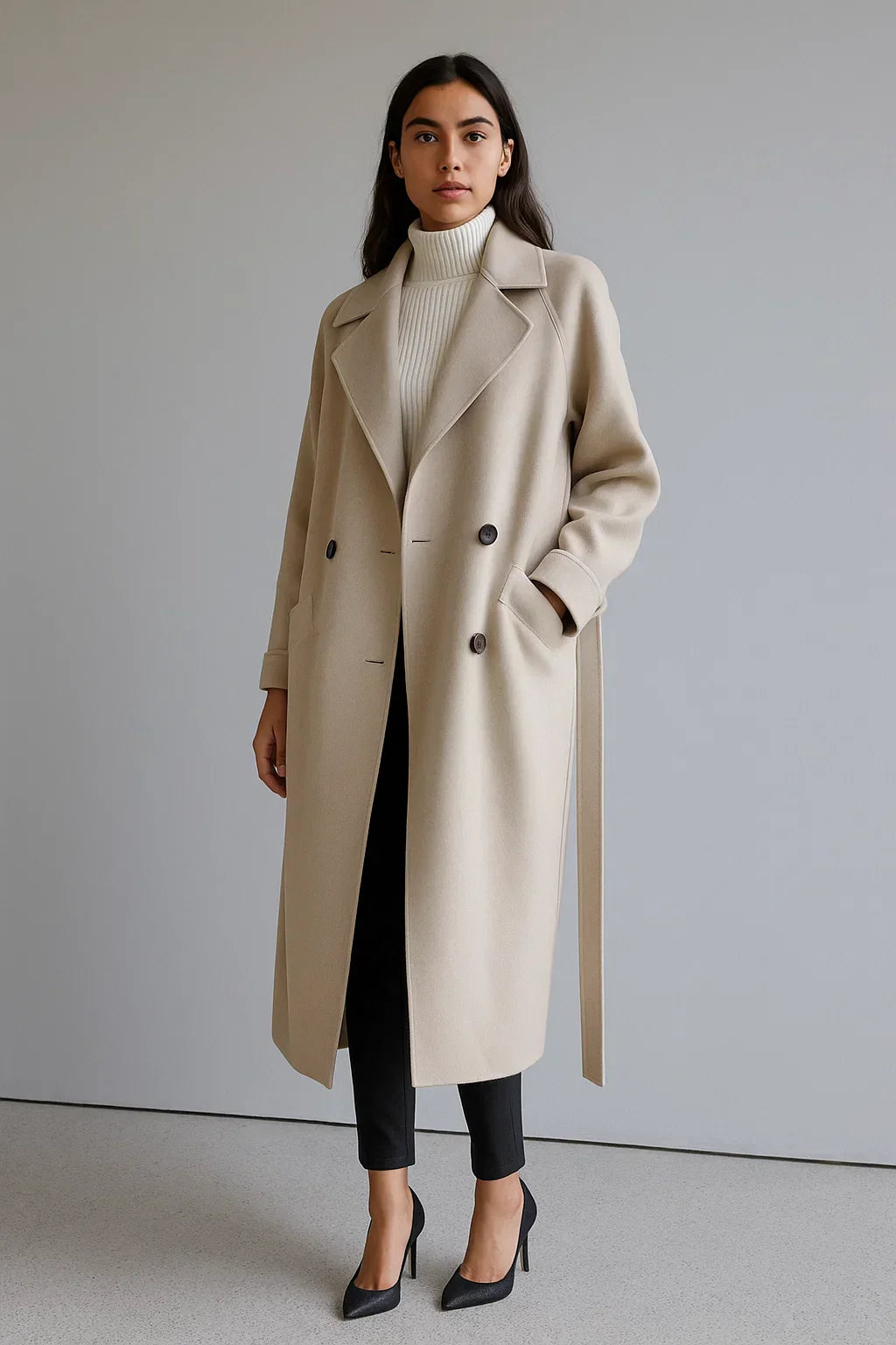 Cappotto Lungo in Misto Lana | Taglio Oversized | Design Invernale con Cintura