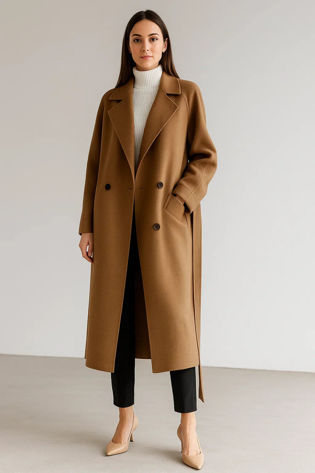 Cappotto Lungo in Misto Lana | Taglio Oversized | Design Invernale con Cintura