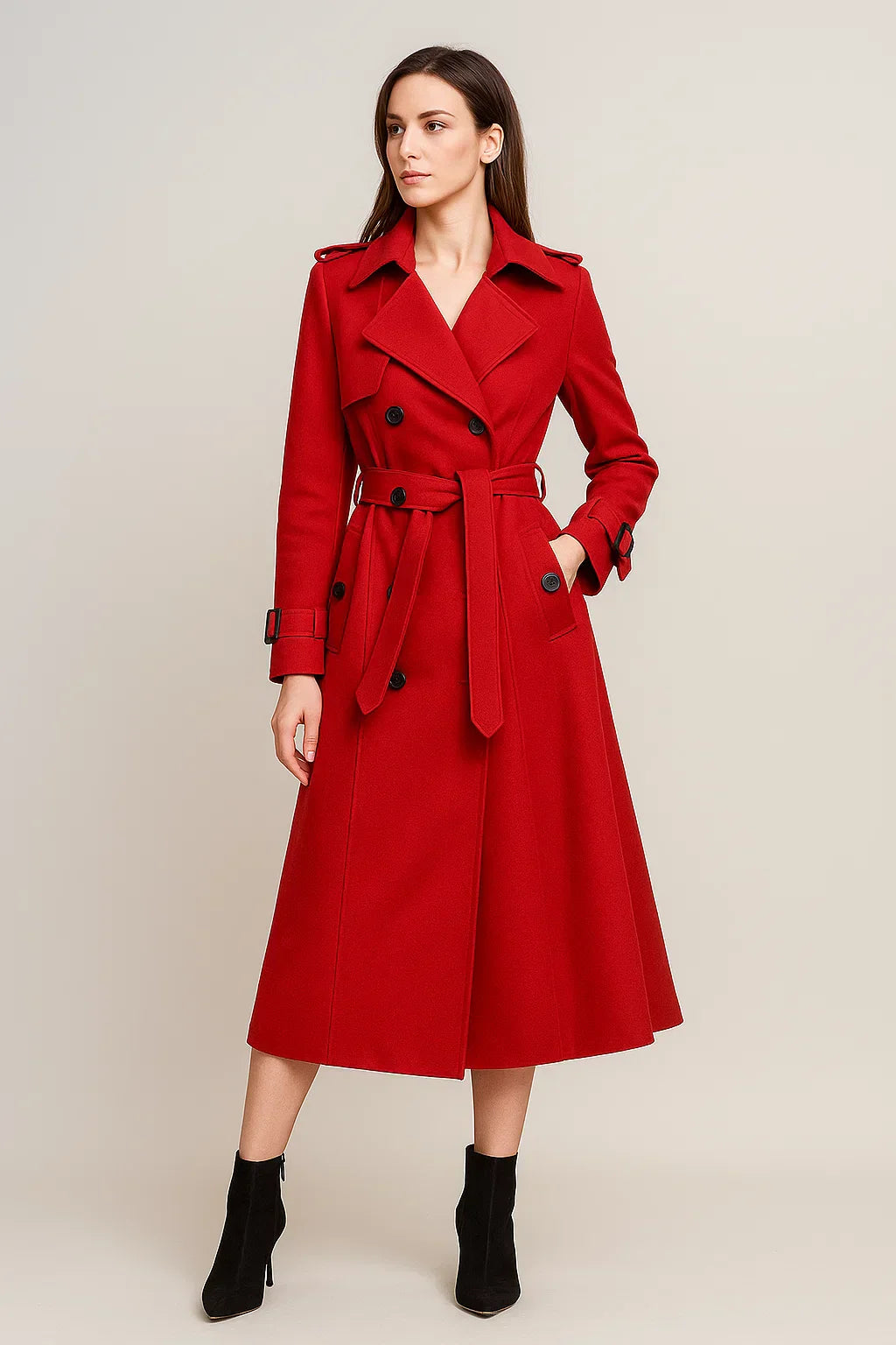 Trench Coat Lungo Essenza | Silhouette A-Line con Cintura | Design Classico Mezza Stagione