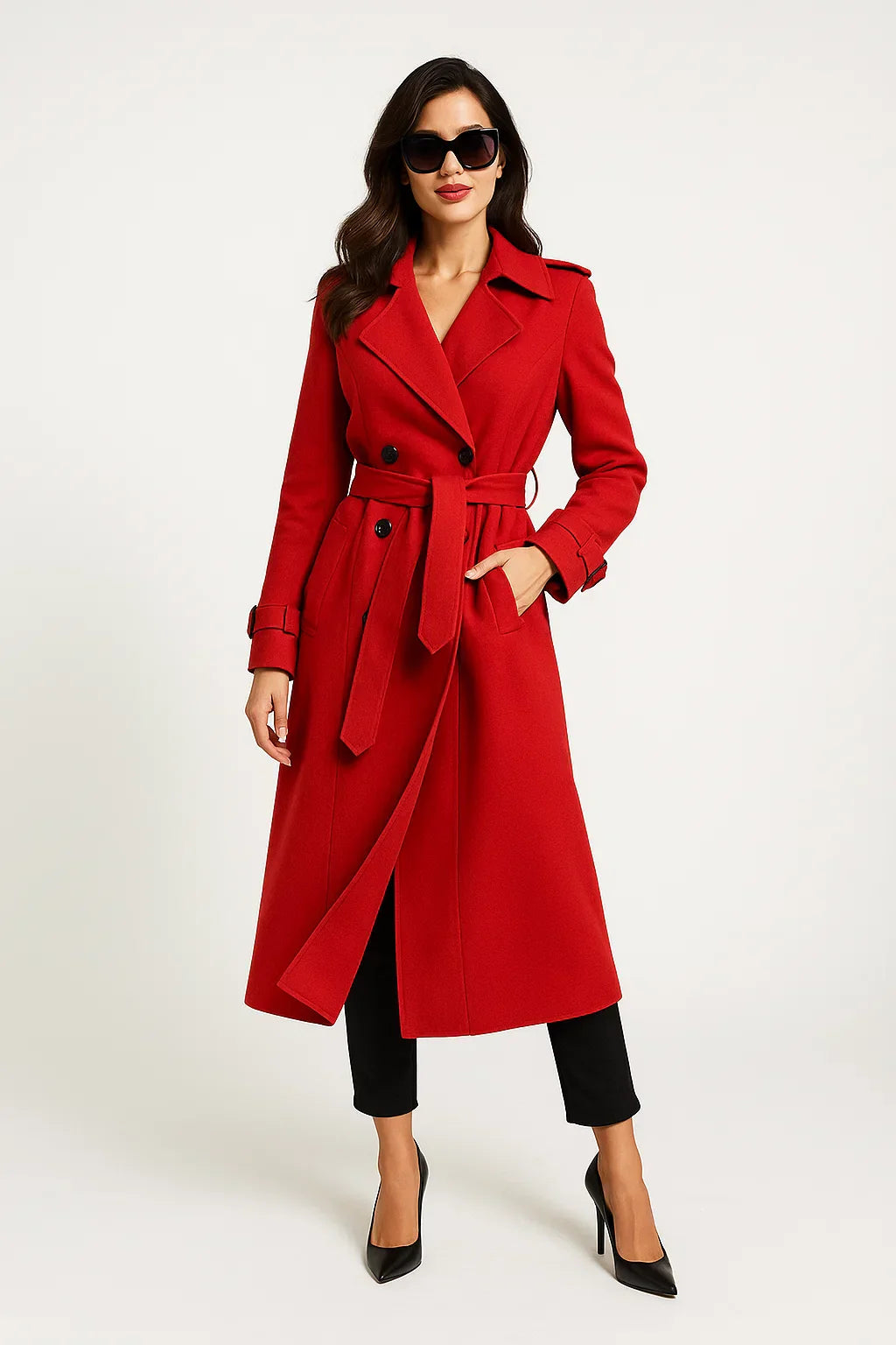 Trench Coat Lungo Essenza | Silhouette A-Line con Cintura | Design Classico Mezza Stagione