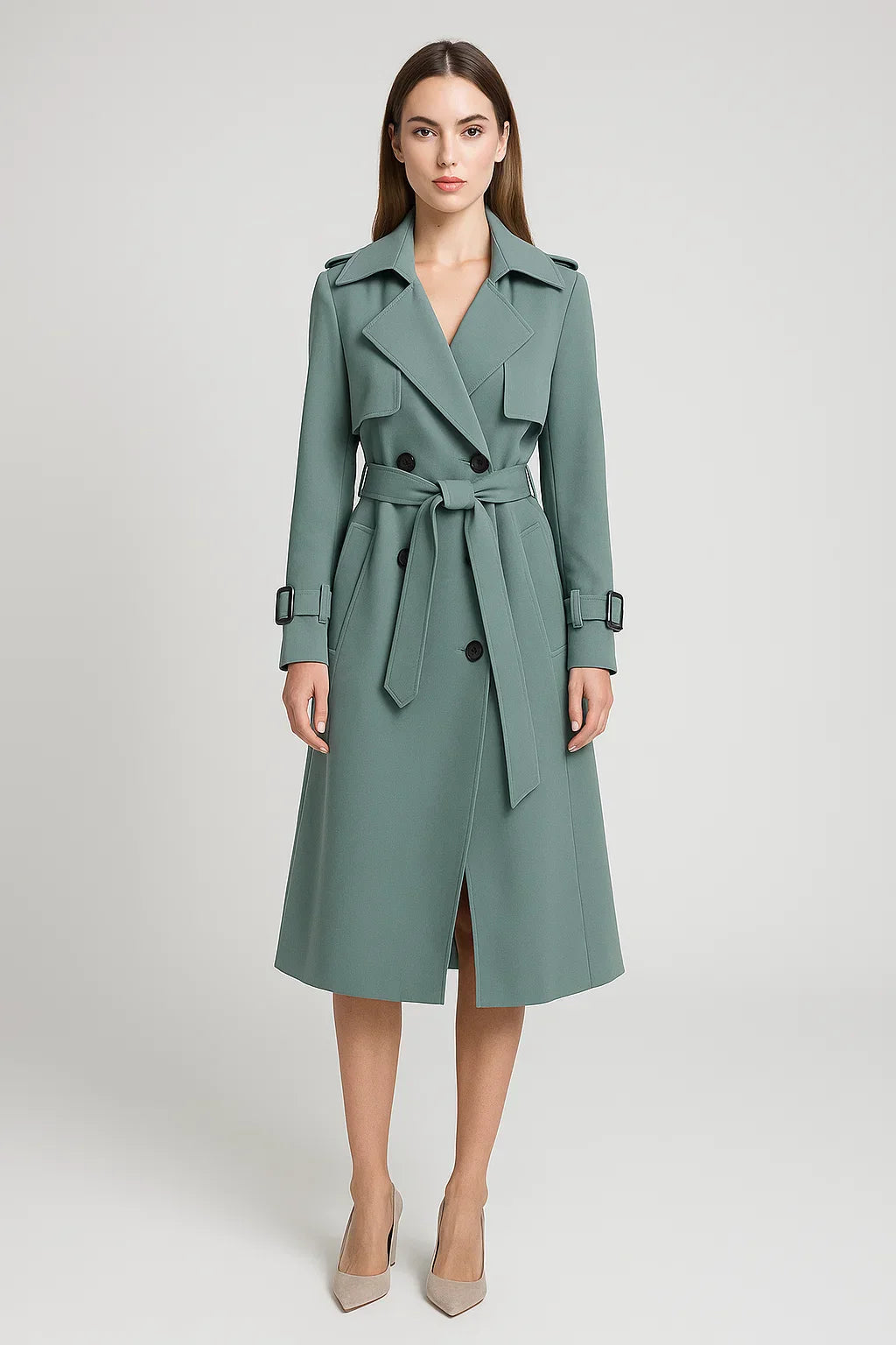 Trench Coat Lungo Essenza | Silhouette A-Line con Cintura | Design Classico Mezza Stagione