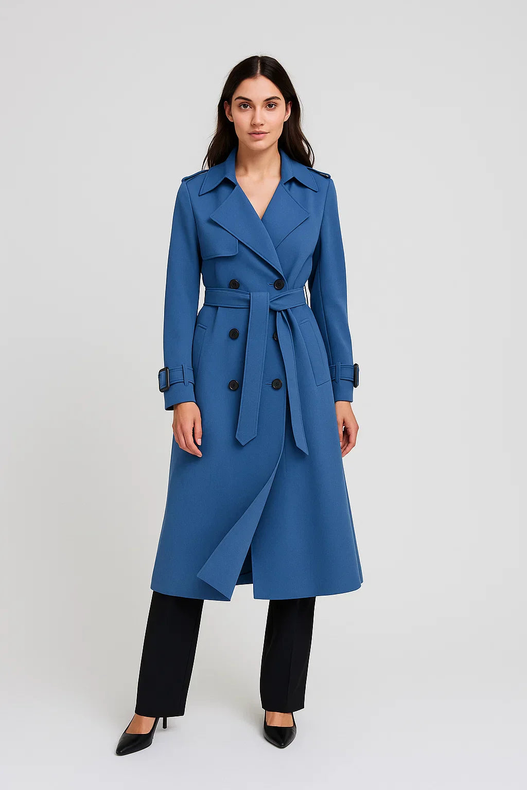 Trench Coat Lungo Essenza | Silhouette A-Line con Cintura | Design Classico Mezza Stagione