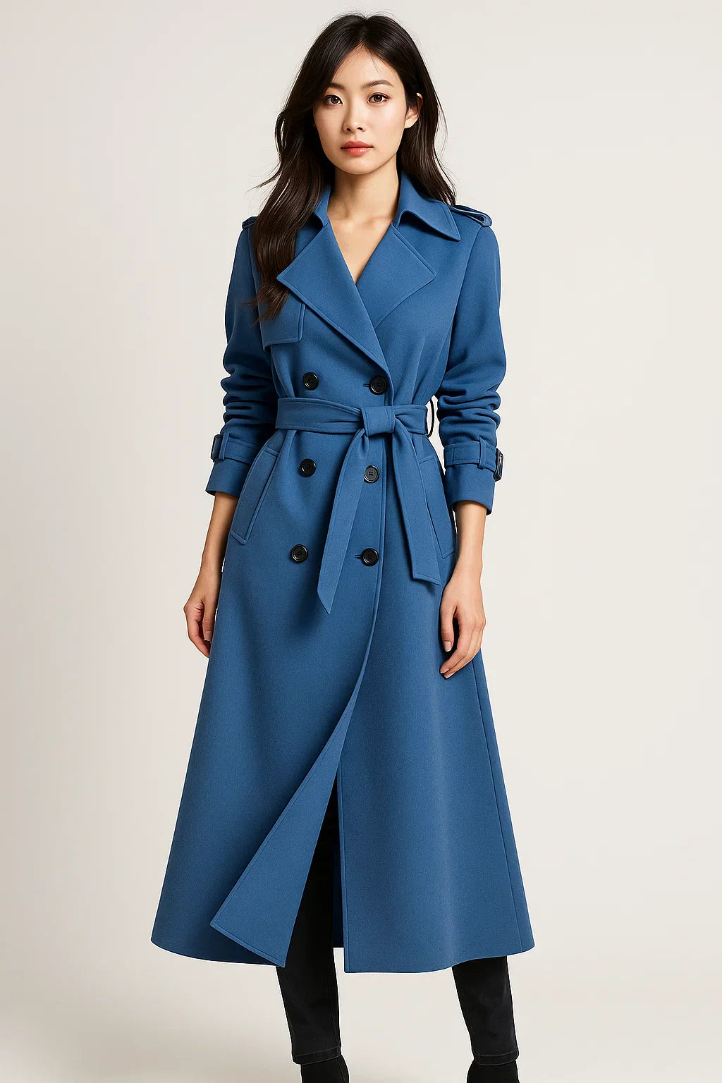 Trench Coat Lungo Essenza | Silhouette A-Line con Cintura | Design Classico Mezza Stagione